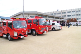 西消防署と香西分団の協力を頂きました(ホームページ委員会撮影) 西消防署と香西分団の協力を頂きました