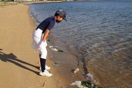 海岸にたどり着きました(衛生組合協議会撮影) 海岸にたどり着きました