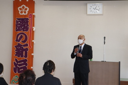 香西校区コミュニティ協議会河野会長の挨拶(ホームページ委員会撮影) 香西校区コミュニティ協議会河野会長の挨拶