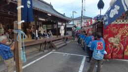 練物奉納がスタート 元船(平賀北秋祭り実行委員会撮影) 練物奉納がスタート 元船