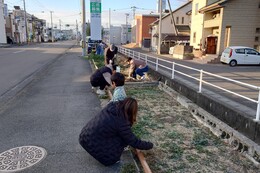 雑草処理作業の様子(環境衛生組合協議会撮影) 雑草処理作業の様子