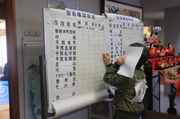 各地区の被災・避難情報が集まってきます(ホームページ委員会(記録係)撮影) 各地区の被災・避難情報が集まってきます